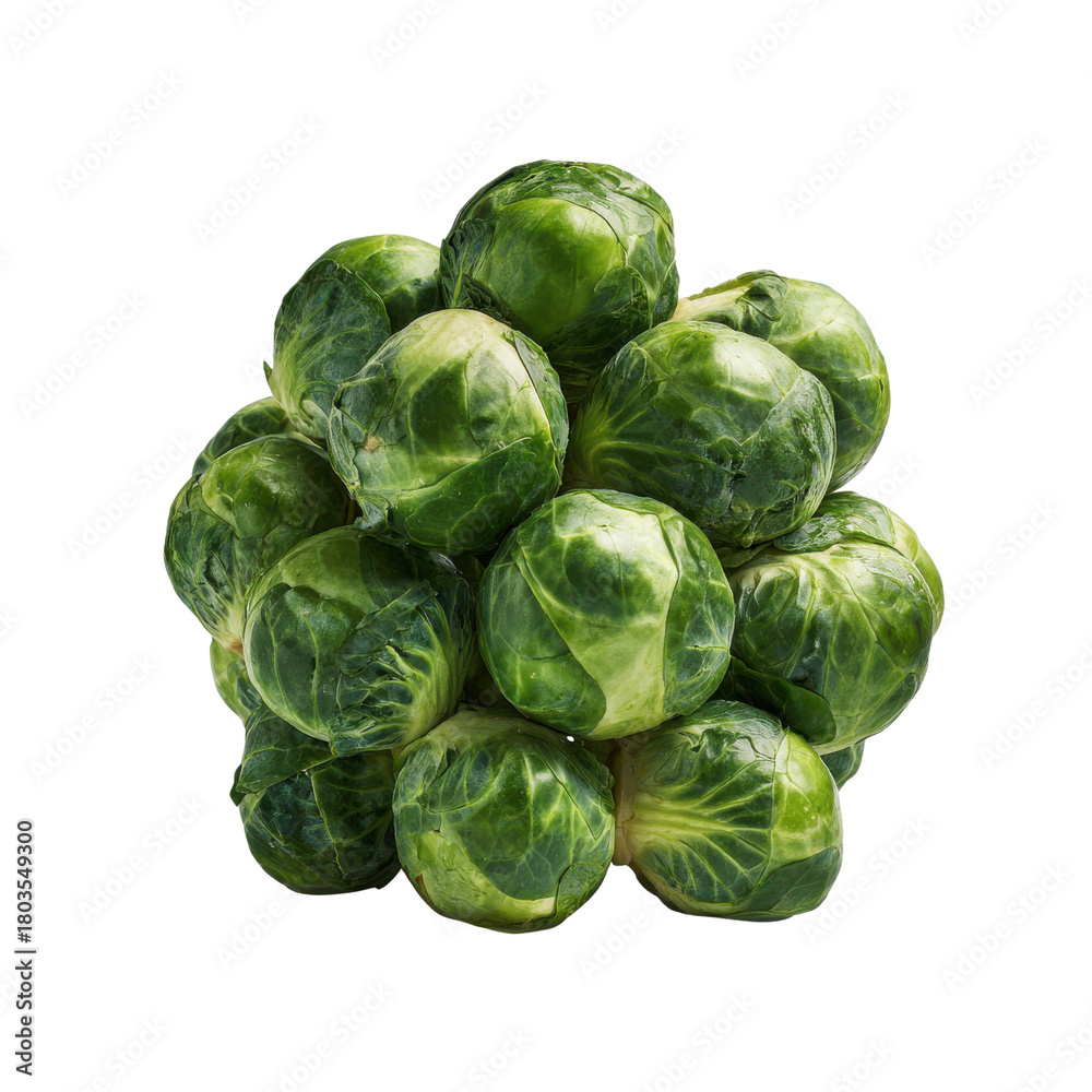 Fototapeta premium Pile of fresh green Brussels sprouts isolated on black background vegetable food, Cut Out, Isolated On White Background, Png Transparent