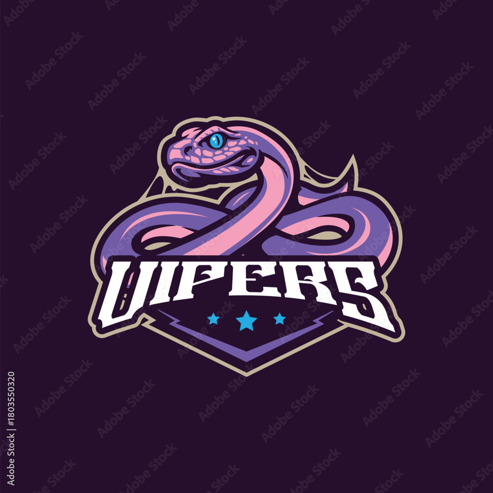 Quadro su tela Snake mascot logo design vector