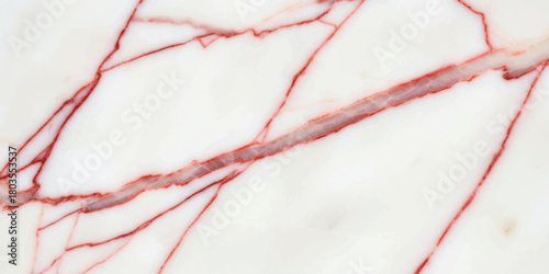 White marble texture with striking red veins, elegant natural stone pattern.