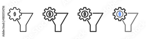 The Ultimate funnel Styles with Variations Line of icon set vector illustration