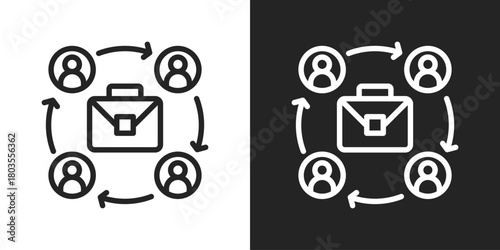 Job Rotation Icon In Black And White Outline Style