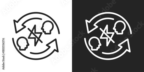 Conflict Resolution Icon In Black And White Outline Style