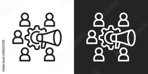 Employee Engagement Icon In Black And White Outline Style