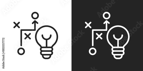 Business Strategy Icon In Black And White Outline Style