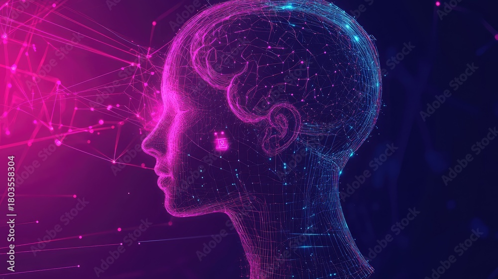 Obraz premium Artificial intelligence brain learning and processing data network