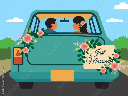 wedding car just married