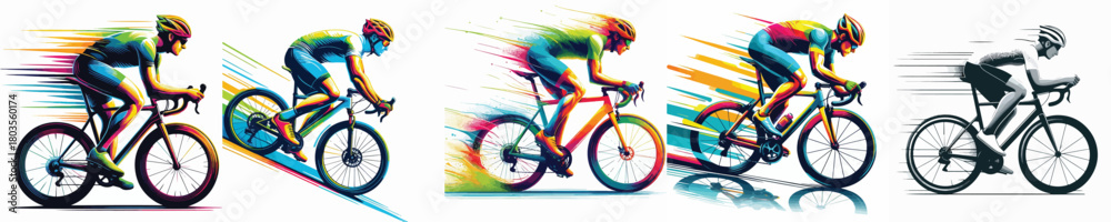 Fototapeta premium vector image of a man cycling with a white background