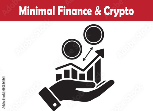 Minimal financial market growth supported by open hand vector illustration