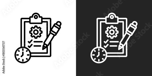 Planning Icon In Black And White Outline Style
