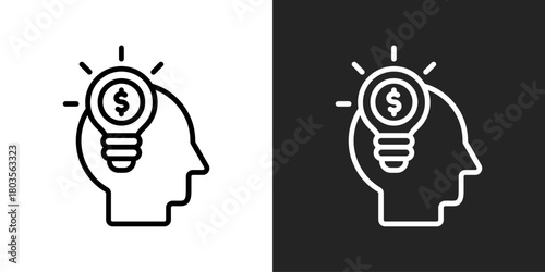 Imagination Icon In Black And White Outline Style