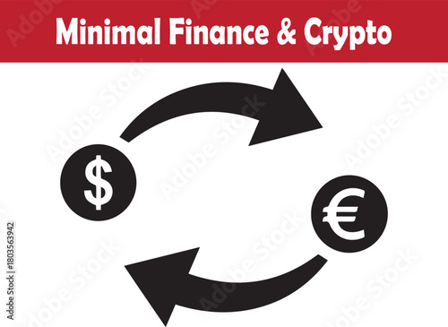 Minimal currency exchange cycle showing dollar euro transfer vector illustration