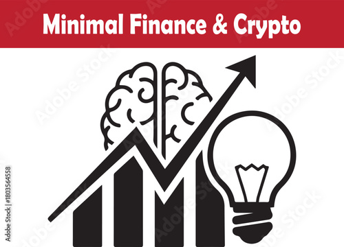 Minimal financial growth brain innovation with rising ideas vector illustration