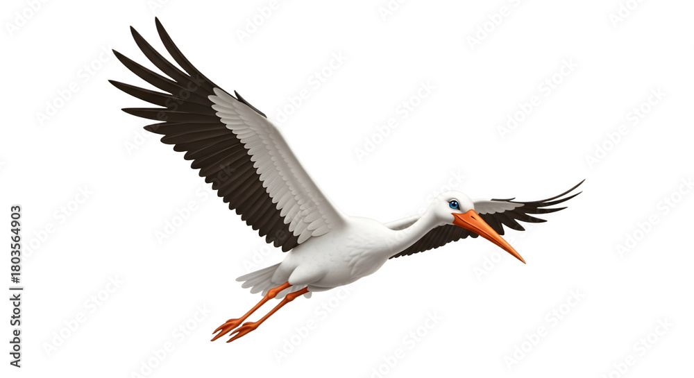 Obraz premium Stork in Flight Majestic Bird Soaring Through the Air.