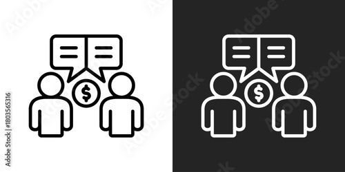 Conversation Icon In Black And White Outline Style