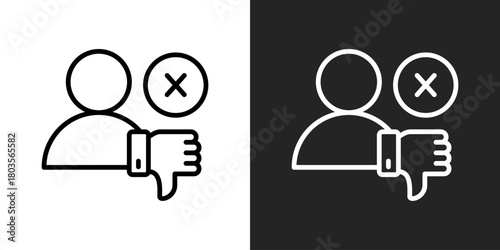 Dislike Icon In Black And White Outline Style