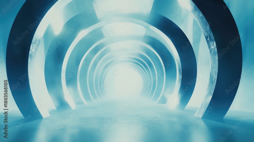 Obraz premium Futuristic tunnel in blue light leading forward