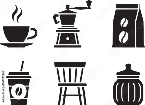 Coffee Shop Items Illustration Set Isolated on Transparent Background Vector Design