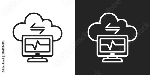 Monitoring Icon In Black And White Outline Style