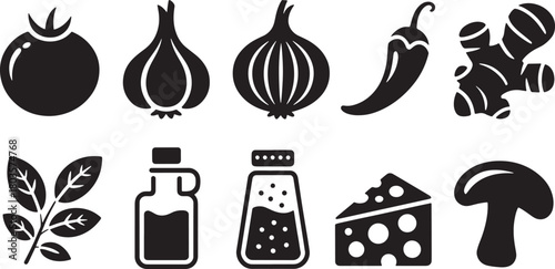 Culinary Ingredient Vector Illustration of Herbs and Spices on Transparent Background