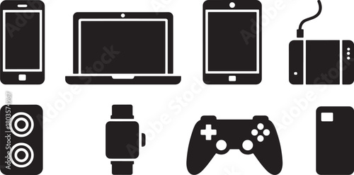 Electronic Devices And Accessories Icons Vector Illustration Isolated on Background