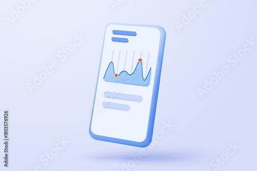 Leadership for successful new idea. Excellent business graph on mobile. under creative solution concept in 3D vector render on white background. 3d goal for business, bank, finance, investment, money