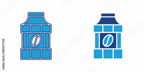 Blue coffee box icon. Design for business. Stock vector,