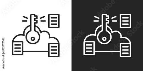 Key Icon In Black And White Outline Style