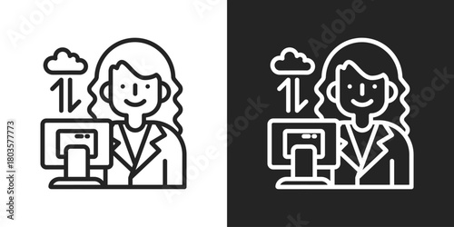 Forensics Icon In Black And White Outline Style