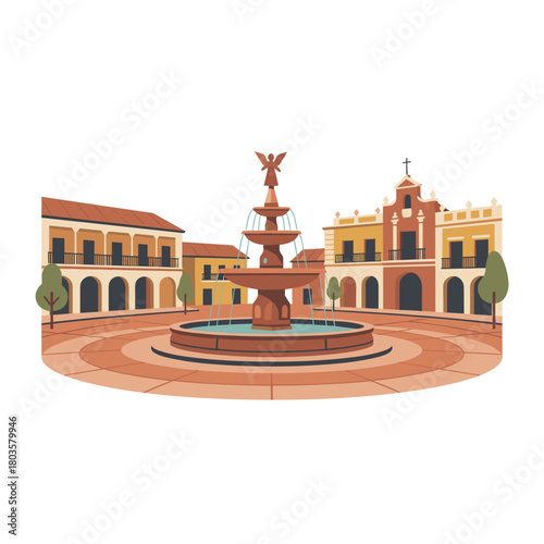 Plaza Mayor of Lima with fountain and historical buildings  