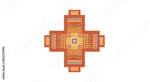 Geometric abstract design in warm colors with intricate patterns  