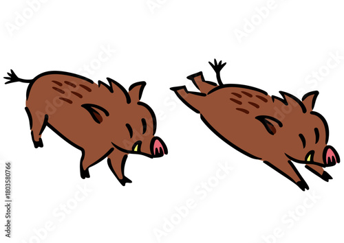 かわいい成獣のイノシシ。アイソメトリック図。