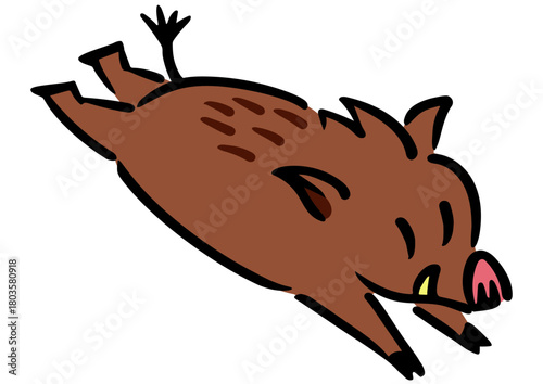 かわいい成獣のイノシシ。アイソメトリック図。