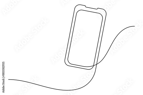 Smart mobile phone continuous one-line drawing  mobile device minimalist outline vector illustration