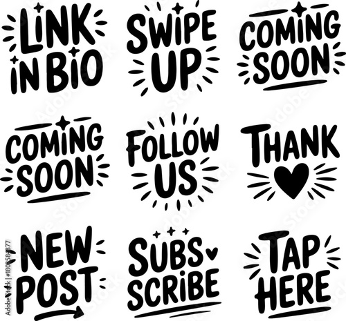 Boost your social media engagement with vibrant hand-drawn call to action graphics, perfect for Instagram, TikTok, and engaging content creation today