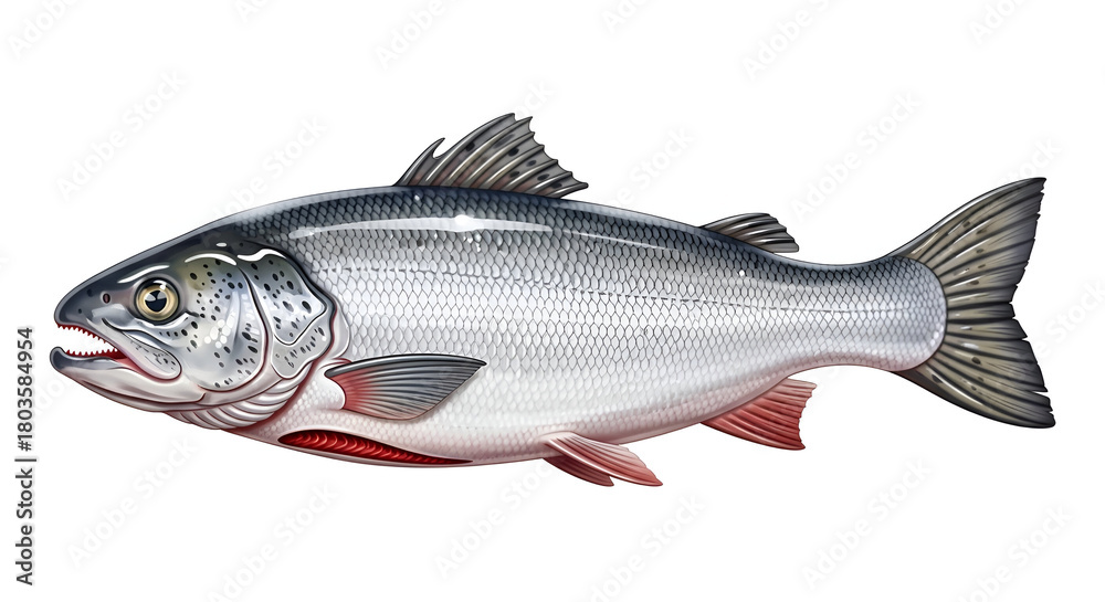 Obraz premium Realistic Illustration of a Salmon Fish seafood aquatic