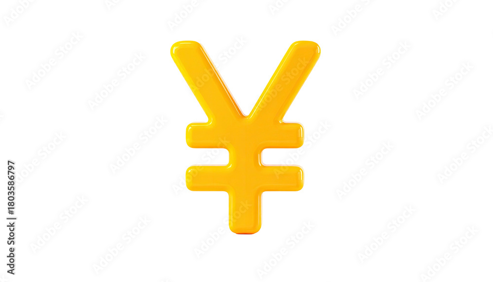 Fototapeta premium Bright, glossy yellow Yen/Yuan currency symbol on black field