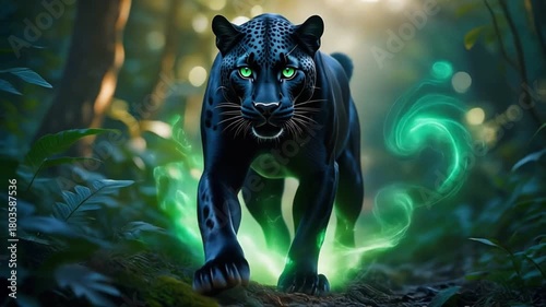 Wallpaper Mural Mystical Black Panther Prowls Through Enchanted Forest with Glowing Paws Torontodigital.ca