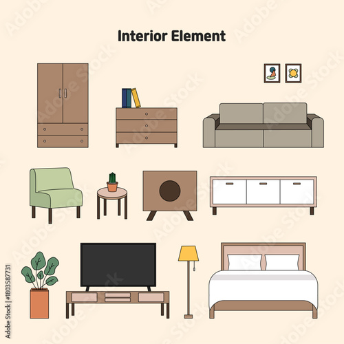 인테리어 요소 일러스트