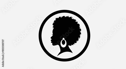 African American Woman Silhouette Icon - Natural Afro Hair Logo Vector