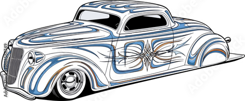 Classic car vector illustration on black background