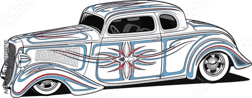 Classic car vector illustration with custom decorative design