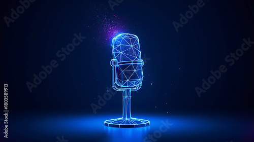 Futuristic Microphone Design with Glowing Elements for Modern Podcasts and Audio Production visuals