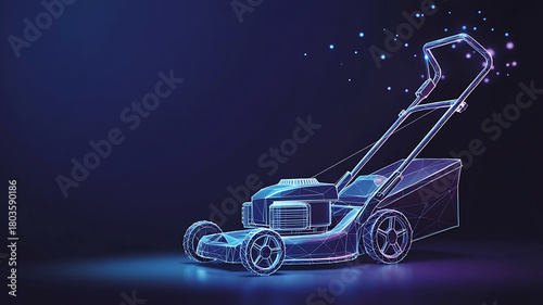 Lawn Mower Abstract Digital Art Concept for Modern Landscaping Technology Services and Equipment