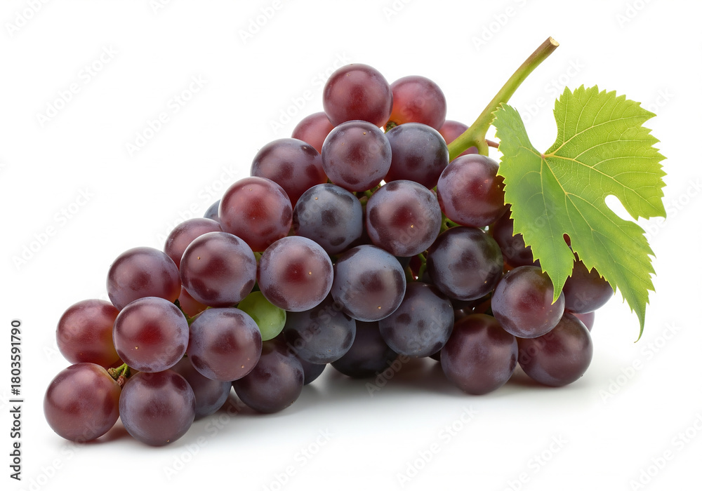 Fototapeta premium Fresh cluster of ripe purple grapes, showing detail with vibrant color. Perfect for healthy eating or culinary design, ideal for fruit-themed projects