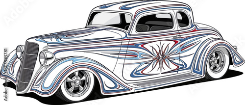 Classic car illustration artistic detailed design vector graphic
