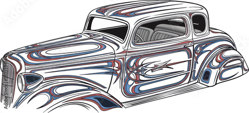 Classic car illustration vector design isolated black background