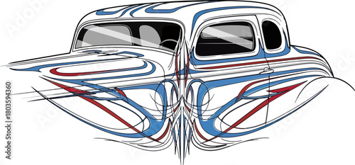 Classic car illustration with detailed airbrush design