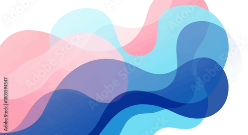Abstract Gradient Wave Design Fluid Motion with Blue, Pink & Aqua Hues