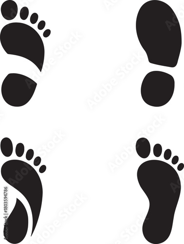 Abstract Footprint Silhouettes – Vector Set of Stylized Human Steps 