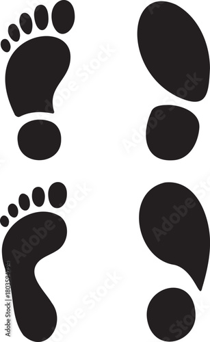 Abstract Footprint Silhouettes – Vector Set of Stylized Human Steps 